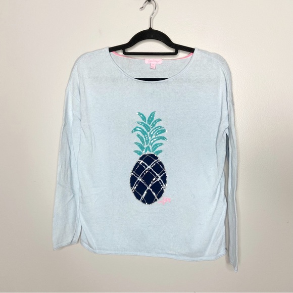 Lilly Pulitzer Sweaters - Lilly Pulitzer Pineapple Roselle Light Blue Sweater Size XS
